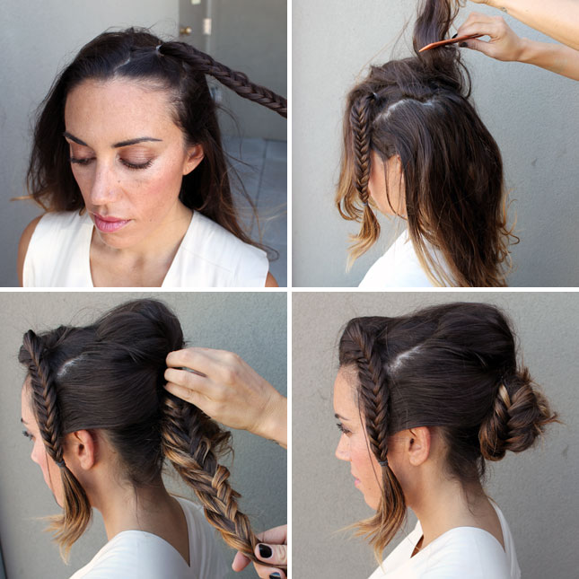 fishtail braid bun