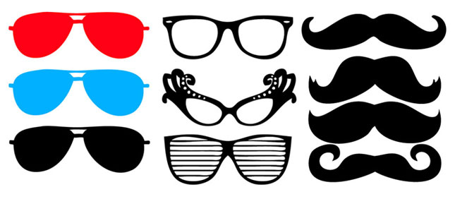 mustaches sunglasses and silly spectacles