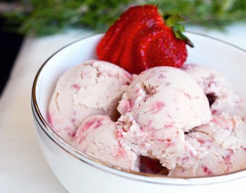Strawberry Balsamic Rosemary Ice Cream
