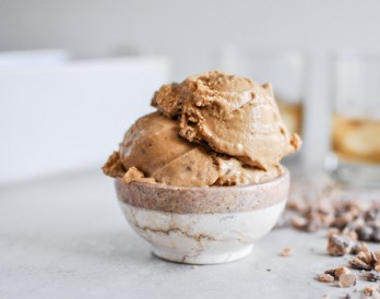 Burnt Caramel Bourbon Ice Cream With Milk Chocolate Toffee