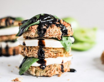 Oven Fried Green Tomato Caprese Stacks