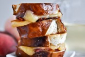 Peach, Bacon + Gouda Grilled Cheese Sliders on Pretzel Bread