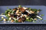 warm mushroom salad with hazelnuts