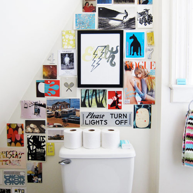 Just Call It the LOOvre! 15 Ways to Hang Art in the Bathroom Brit + Co