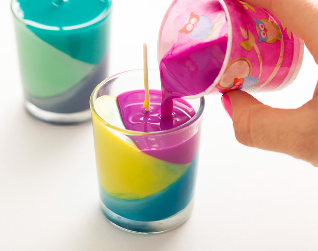 Use Crayons to Create Color Block Candles Brit + Co