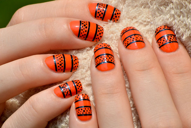 Orange+and+Black+Nail+Designs orange and black looking for less fright and more
