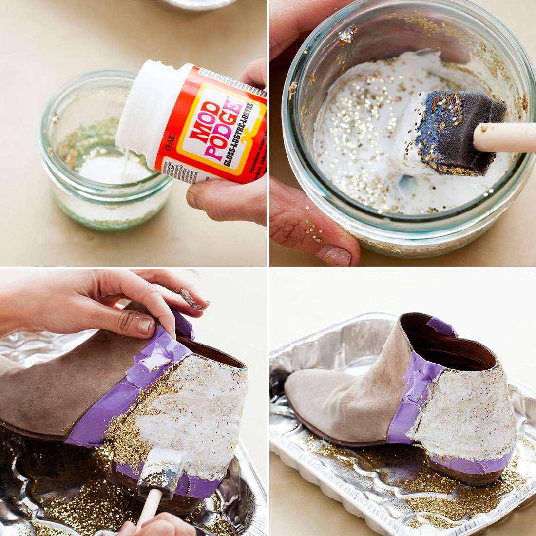 Stivali con glitter fai da te creativo