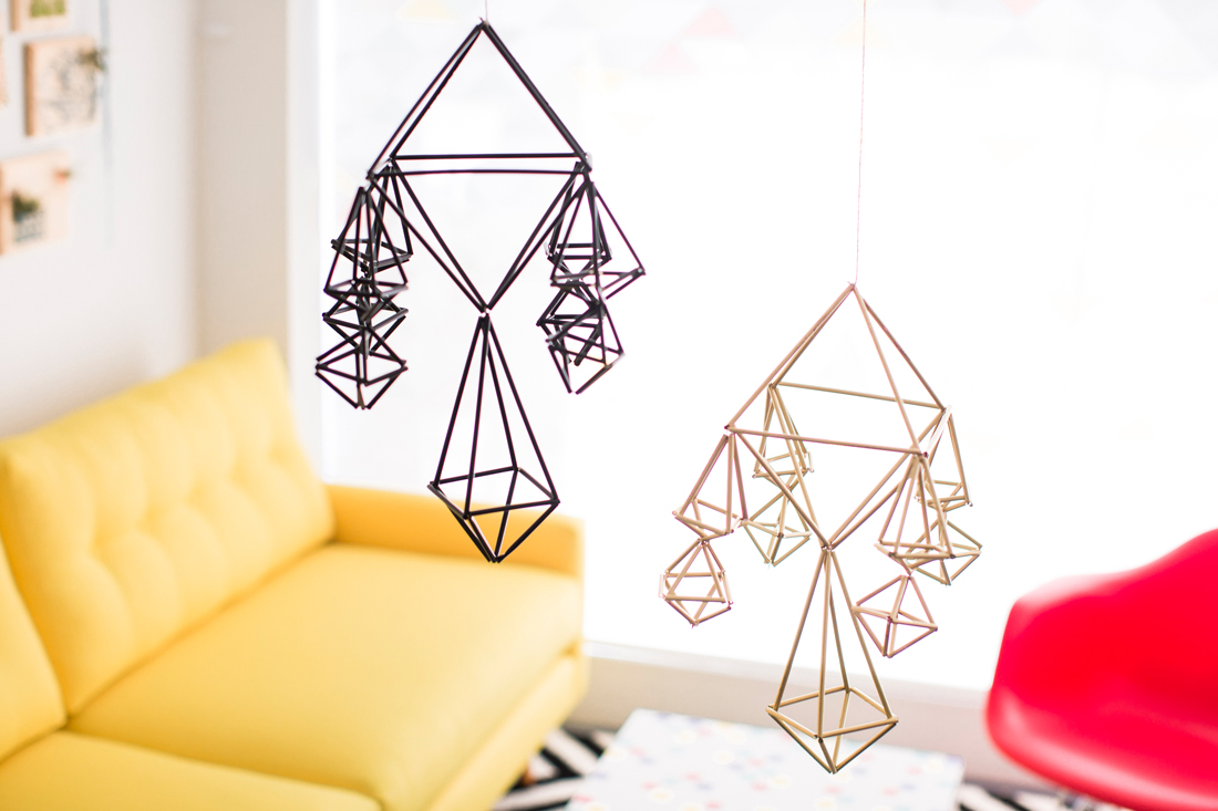 How to Repurpose Straws to Make Modern Geometric Mobiles Brit + Co